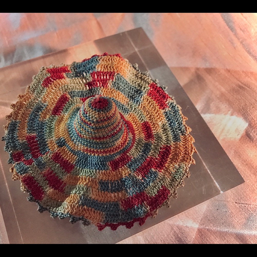 Mini hand crochet vintage floppy hat natural fiber